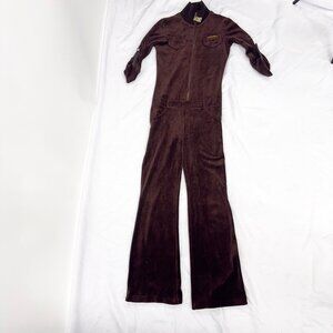 BROWN VELVET ZIP UP TRACK SUIT SIZE SMALL